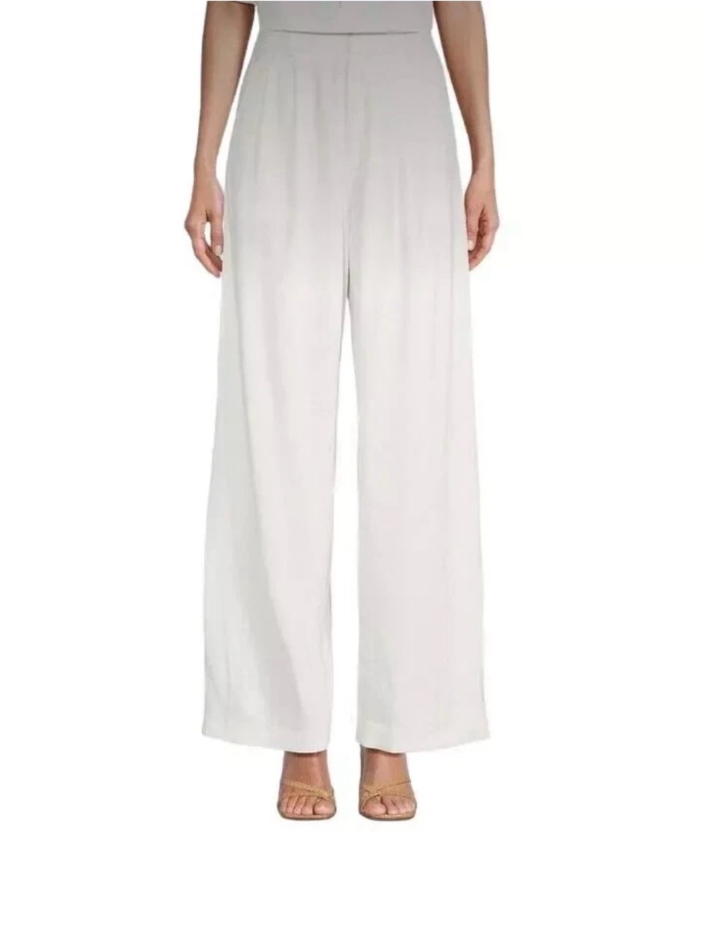 ANTONIO MELANI White Wide-Leg Linen Fully Lined Pants with Tie Waist